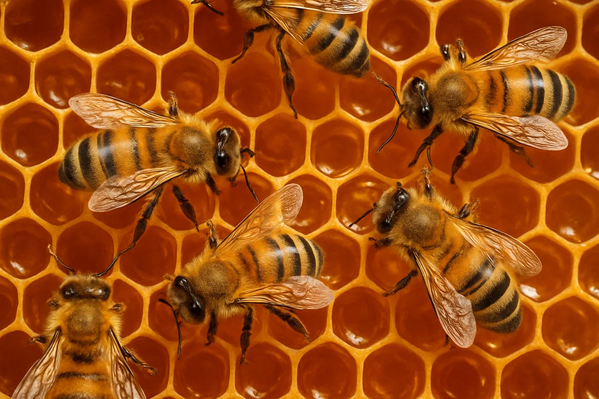 bees in a honeycomb
